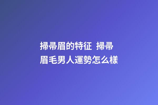 掃帚眉的特征  掃帚眉毛男人運勢怎么樣